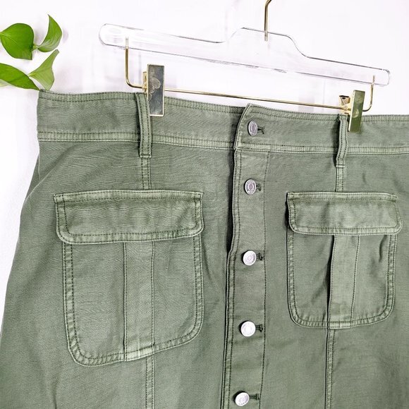 J CREW Army Green Mini Denim Skirt 32 High Waist Button Front NEW - Picture 4 of 11